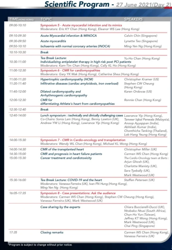 Cardiac Magnetic Resonance Symposium by Hong Kong College of Cardiology 2021 (Videos) Cardiac Magnetic Resonance Symposium by Hong Kong College of Cardiology 2021 (Videos)