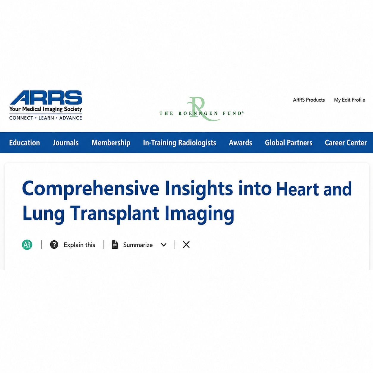 ARRS Comprehensive Insights into Heart and Lung Transplant Imaging 2025 ARRS Comprehensive Insights into Heart and Lung Transplant Imaging 2025